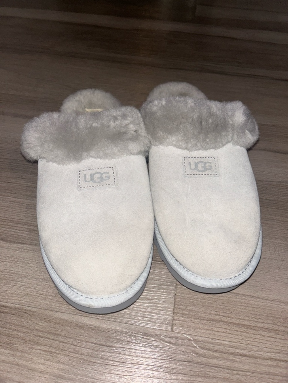 UGG Cream Suede Shearling Slide Slippers